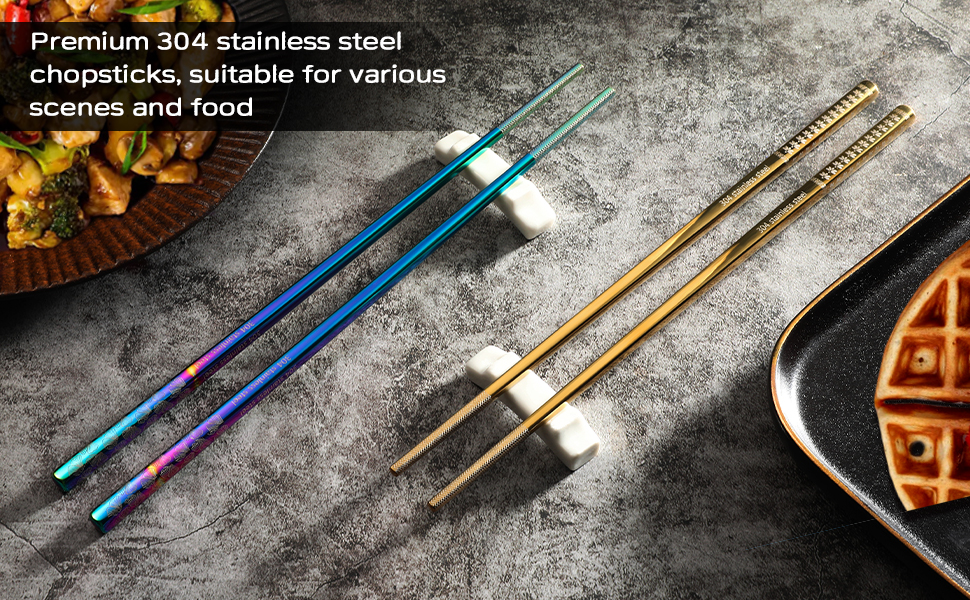 8 pairs colorful stainless steel chopsticks