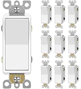 (10 Pack) CML 4 Way Decorator Light Switch, Rocker Paddle Wall Switch, 20A 120/277V, Self-Groundi...