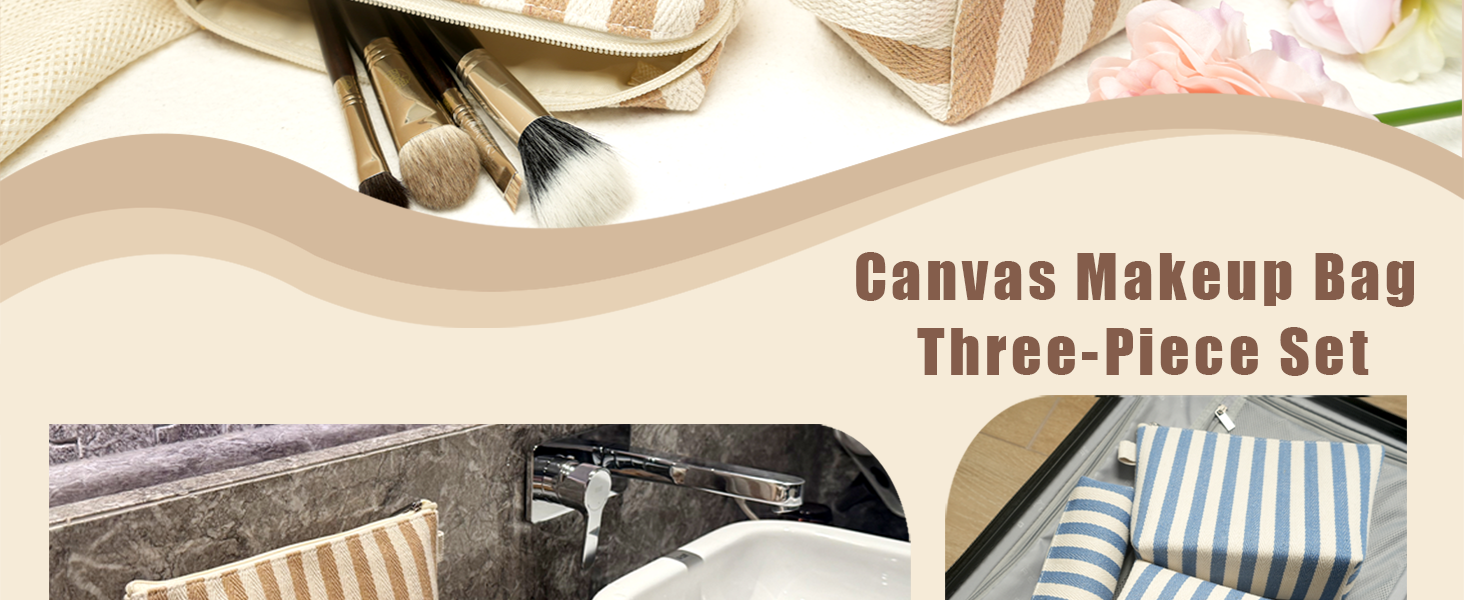 Canvas Makeup Bag Set