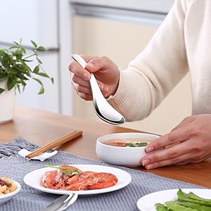 Heavy Duty Asian Thick Short Handle Ramen Spoons