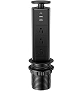 BTU Pop Up Outlet with USB Ports, Pop Up Outlet for Countertop with 3 AC Outlet, 2 USB A Ports an...