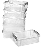 Sooez 6 Pack Extra Large Pencil Box, Plastic Pencil Case Crayon Box, Clear Marker Organizer Plast...