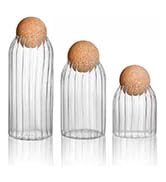 LUCKTE Clear Glass Storage Jar with Ball Cork Lid, Decorative Cylinder Container for Sugar, Coffe...