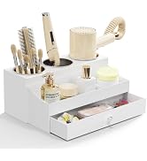 GFWARE Acrylic Hair Dryer Holder with Drawer, Bathroom Organizer Countertop Drawers with 3 Stainl...