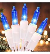 Meteds Christmas Lights 50 Count Clear Mini Lights White Wire UL Certified Connectable Warm White...