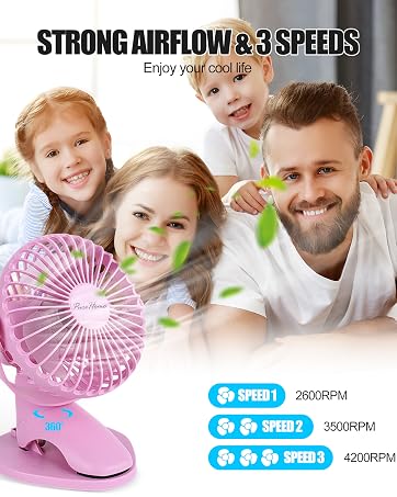 Portable Clip Fan with USB & Battery Powered