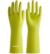 Wahoo PVC Dishwashing Cleaning Gloves, Skin-Friendly, Reusable Kitchen Gloves with Cotton Flocked...
