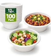 TaidMiao 12 oz paper bowl, microwave friendly and durable, biodegradable sugarcane fiber bowl for...
