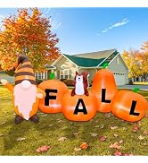 7FT Fall Inflatables Outdoor Decorations Blow Up Pumpkin with Built-in LEDs | Fall Thanksgiving I...