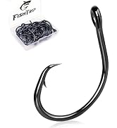 FishTrip 25pcs Circle Hooks Saltwater, in-Line 5X Strong Fishing Hooks for Saltwater & Freshwater...