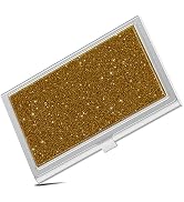 Piasoenc Business Card Holder, Ultra-thin Metal Business Card Organizer, Slim Metal Glitter Busin...