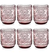Hacaroa 6 Pack 12 Oz Drinking Glasses, Vintage Water Glasses Purple Colored Glassware Heavy Duty,...