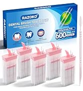 RAZOKO Interdental Toothpicks,Total 600 Count (5 Packs) Disposable Oral Pick,Food-Grade Plastic I...