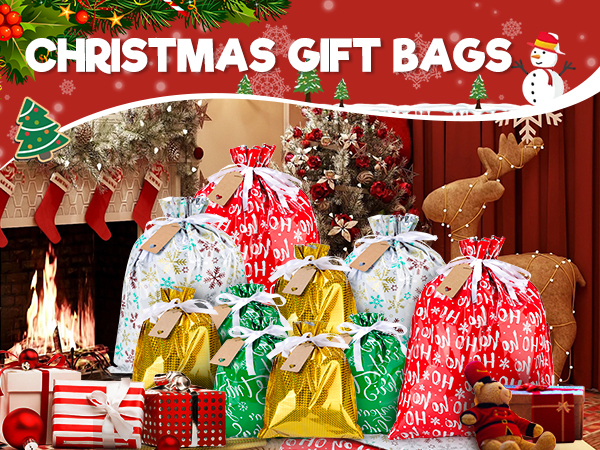 Christmas Drawstring Gift Bags