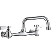 CENOSA Wall Mount Commercial Sink Faucet 8 inch Center Commercial Faucet 8Inches Swivel Spout Wal...