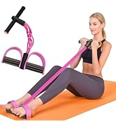 Resistance Bands with Handles, 6-Tube Elastic Foot Pedal Resistance Bands, Natural Rubber Ankle P...