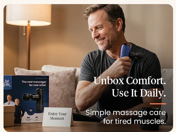 a men using Q2 mini muscle massager daily