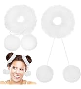 Beaupretty 2pcs Fluffy Pompom Hair Scrunchies Cozy Fuzzy Hair Ties for Girls Ponytail Holders Cut...