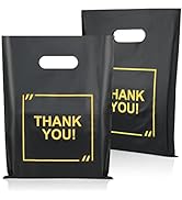 50 Pack Die Cut Plastic Shopping Bags with Thank You Logo 9x12 Merchandise Bags Extra Thick Gloss...