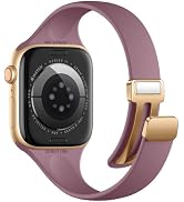 Charlam Slim Silicone Magnetic Band Compatible with Apple Watch Bands Women | Soft Breathable Thi...
