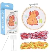 GAMAGO Capybara Cross Stitch Embroidery Kit – DIY Needlework Craft Set with Hoop, Fabric, Floss &...