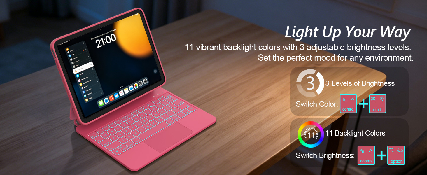 iPad Air 11-inch color backlit keyboard