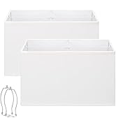White Rectangle Lamp Shades Set of 2, 16"L x 8"W x 10"H, Large Replacement Lampshades for Table L...