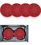 4PCS Silicone Car Coasters,Unique Spider Web Non-Slip Car Cup Holder Coaster Car Interior Accesso...