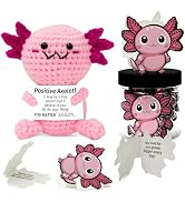 Drnytunk Positive Crochet Axolotl, Handmade Emotional Support Crochet Animals with 30Pcs Affirmat...