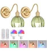 Shenmoyl Vintage Battery Operated Wall Sconce Set of 2, 5000mAh Rechargeable Wall Light, Indoor B...