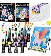 Nicpro 34PCS Kids Painting Set with Pattern Canvas, Art Painting Supplies Kit with 12 Acrylic Pai...