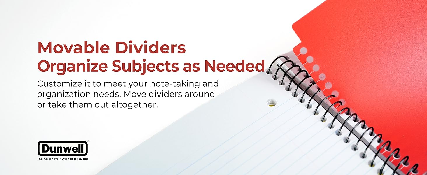 Premium College Ruled, Subject-Movable dividers, Organize Subject as Needed