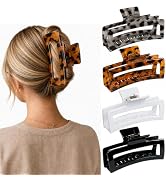 5 Inch XL Jumbo Large Claw Clips, 4-Pack Oversized Rectangle Big Hair Clips for Women, Non-Slip D...