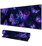 HOMETITUTE Large Mouse Pad 31.5 x 11.8 Inch Extended Desk Mat | Purple Butterfly Design, Smooth F...