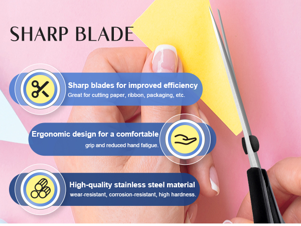 Heavy Duty Scissors with Sharp Blades Comfort Grip Handles for Office Home School Sewing Crafts