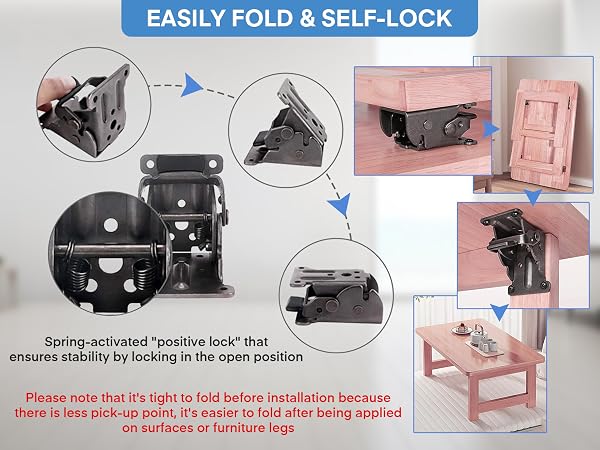 Folding Brackets, TopDirect Lock Extension Support Bracket Foldable Self Lock Hinges with Screws
