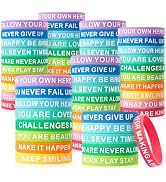 CYCLUSIVE 100 Pieces Inspirational Wristbands Colorful Inspirational Rubber Bracelets Back to Sch...