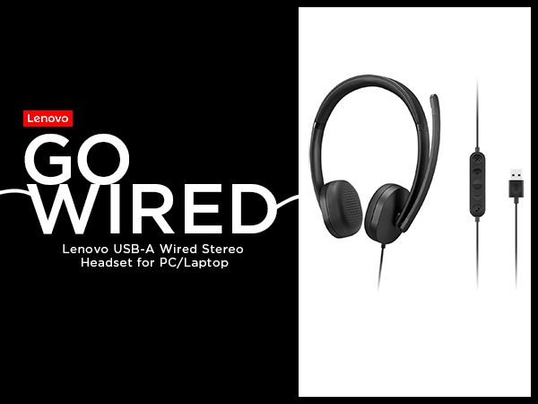 Lenovo USB-A Wired Stereo On Ear Headset Gen 2