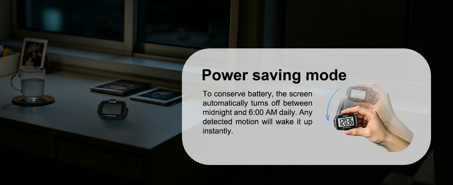 3D step counter with power saving mode