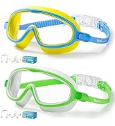 AzureWings 2 Pack Swim Goggles for Kids, No Leak Anti-Fog Anti-UV Swimming Goggles for Boys Girls...