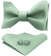 Adam Young Men's Self Tie Bow Tie Sets w/Pocket Squares & Cufflinks Sami-Glossy Satin Classy Bowt...