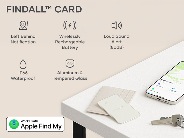 Satechi FindAll Wallet Card with FindMy, Wallet Tracker, Left Behind Notification, Sound Alert