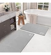 2 Piece Bathroom Mat Rugs Set - Quick Dry Absorbent Diatomaceous Earth Bath Mat Non-Slip Bathroom...