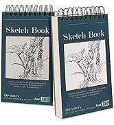 5.5" x 8.5" Sketchbook Set, Top Spiral Bound Sketch Pad, 2 Packs 100-Sheets Each (68lb/100gsm), A...