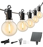 Minetom Outdoor Solar String Lights - 58 Ft Patio Lights with 25 LED G40 Plastic Bulbs, Weatherpr...