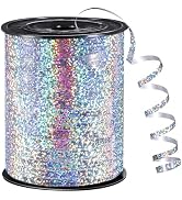 woric Silver Curling Ribbon 600 Yards 1/5 Inch Balloon String Ribbon | Metallic Plastic Ribbons E...