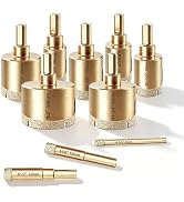 10 Pack Diamond Hole Saw Kit, 1/4"-2" Inch Brazed Tile Hole Saw Kit, Dry & Wet Diamond Core Drill...