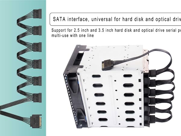 Sata Power Splitter Cable 5.5 inches, 6 Way