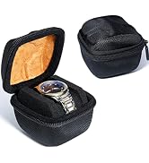 AUKURA Hard Single Watch Roll Travel Case for Men, 1 Slot Zipper Organizer box for Large watches ...