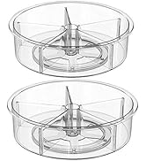 SANNO 12" Divided Lazy Susan Turntable Storage Container for Kitchen Cabinet, Pantry, Refrigerato...